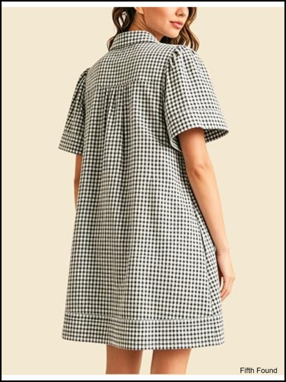 Women's Short Sleeve Button Down Mini Shirt Dress with Pocket Cotton - Picture 4 of 6